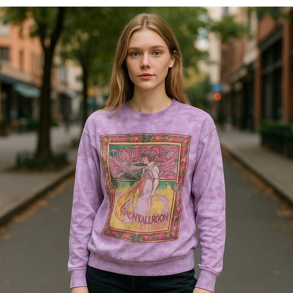 JANIS JOPLIN Purple Tie Dye Avalon Ballroom 1967 Graphic Sweatshirt ~ MEDIUM